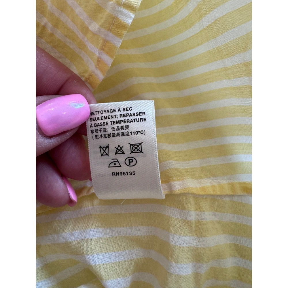 LAFAYETTE 148 Justice Yellow‎ White Stripe Short Sleeve Button Down Shirt X - Picture 10 of 12